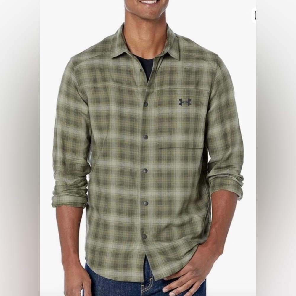 Under Armour Men’s Sz XL Green Plaid UA Tradesman‎ Flex Flannel Shirt